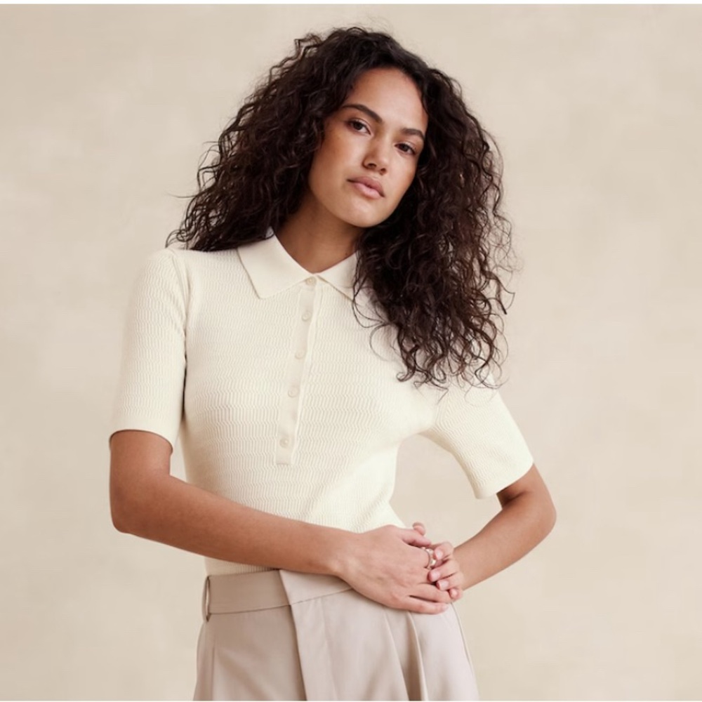 Ivory Sweater Polo Banana Republic